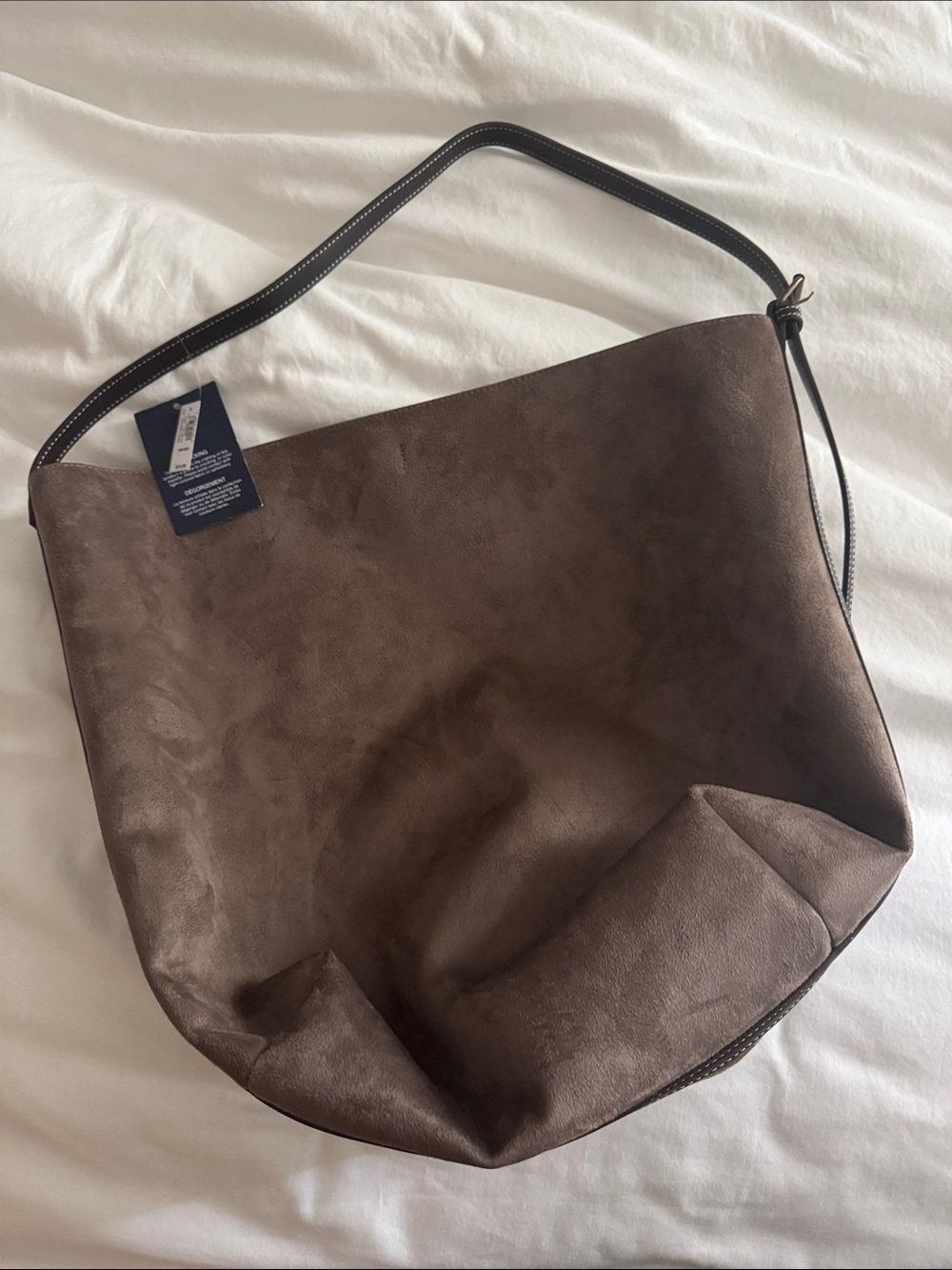 GAP Brown Faux Suede Tote with Black Strap
